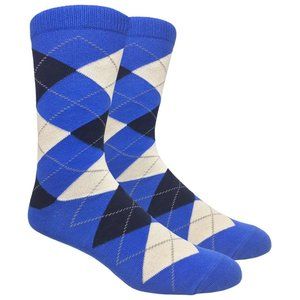 Men's Royal Blue Printed Argyle Dress Socks